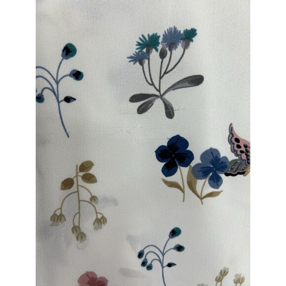 LOFT White Floral Top Flowy Sheer Button Up Blouse Size 20 Long Sleeve Tunic - Picture 9 of 13